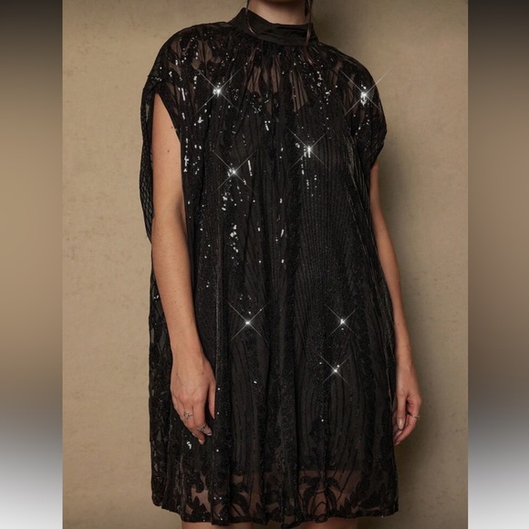 Elegant Black Sequin Dress Plus Sz 16 nwt - Picture 7 of 7